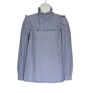 A.P.C. Light Blue Ruffled Blouse Size 34